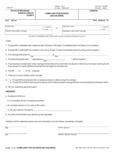 Michigan Divorce Forms Printable