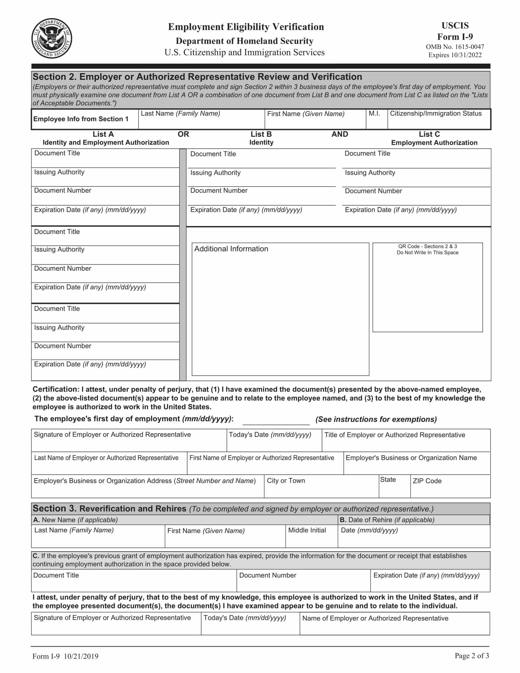 New Employees I 9 Form Printable Printable Forms Free Online