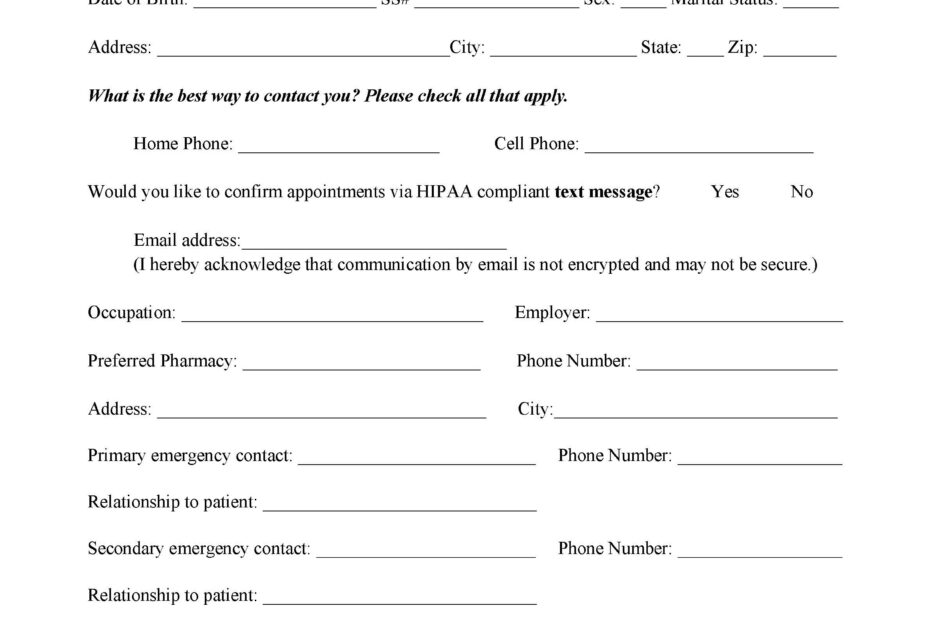 New Patient Forms Printable