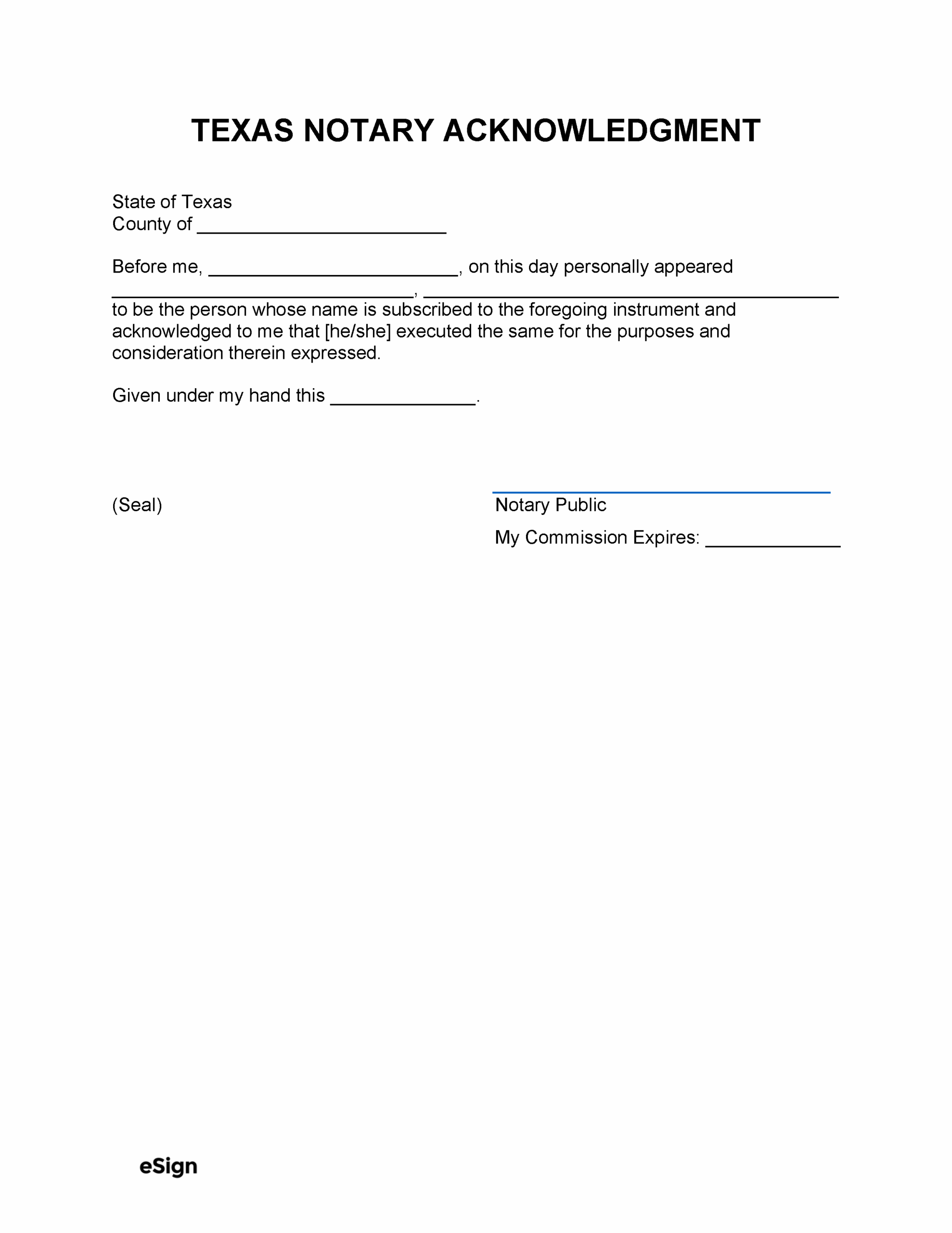 Notary Acknowledgement Sample