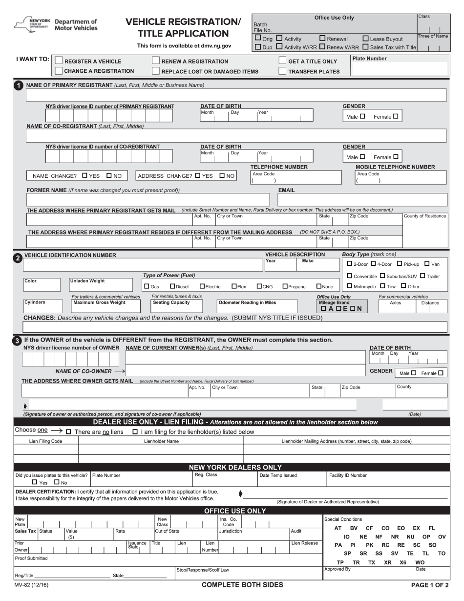 Nys Dmv Printable Mv82 Form Printable Forms Free Online