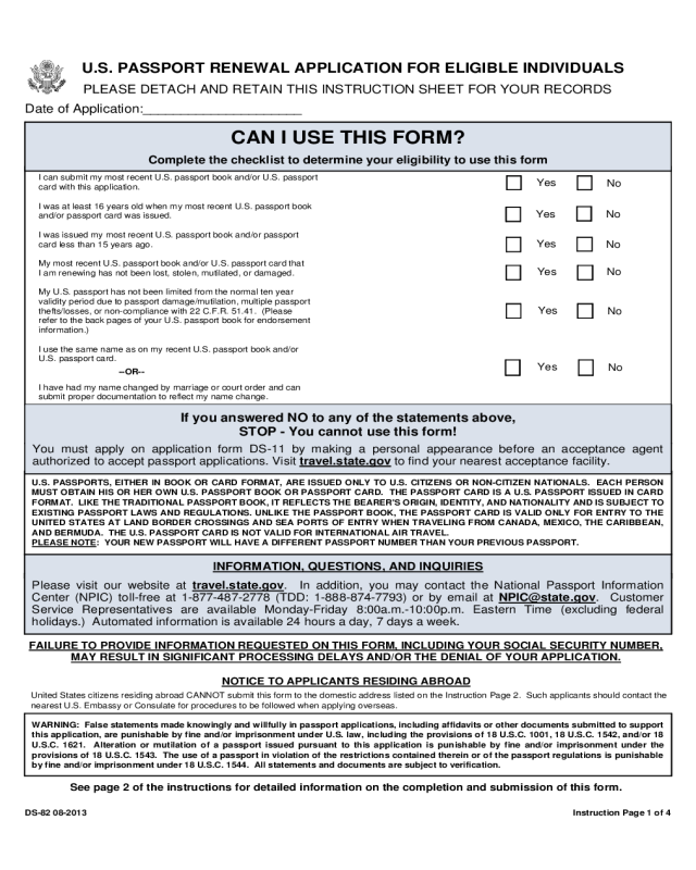 Passport Renewal Application Printable Form Printable Forms Free Online