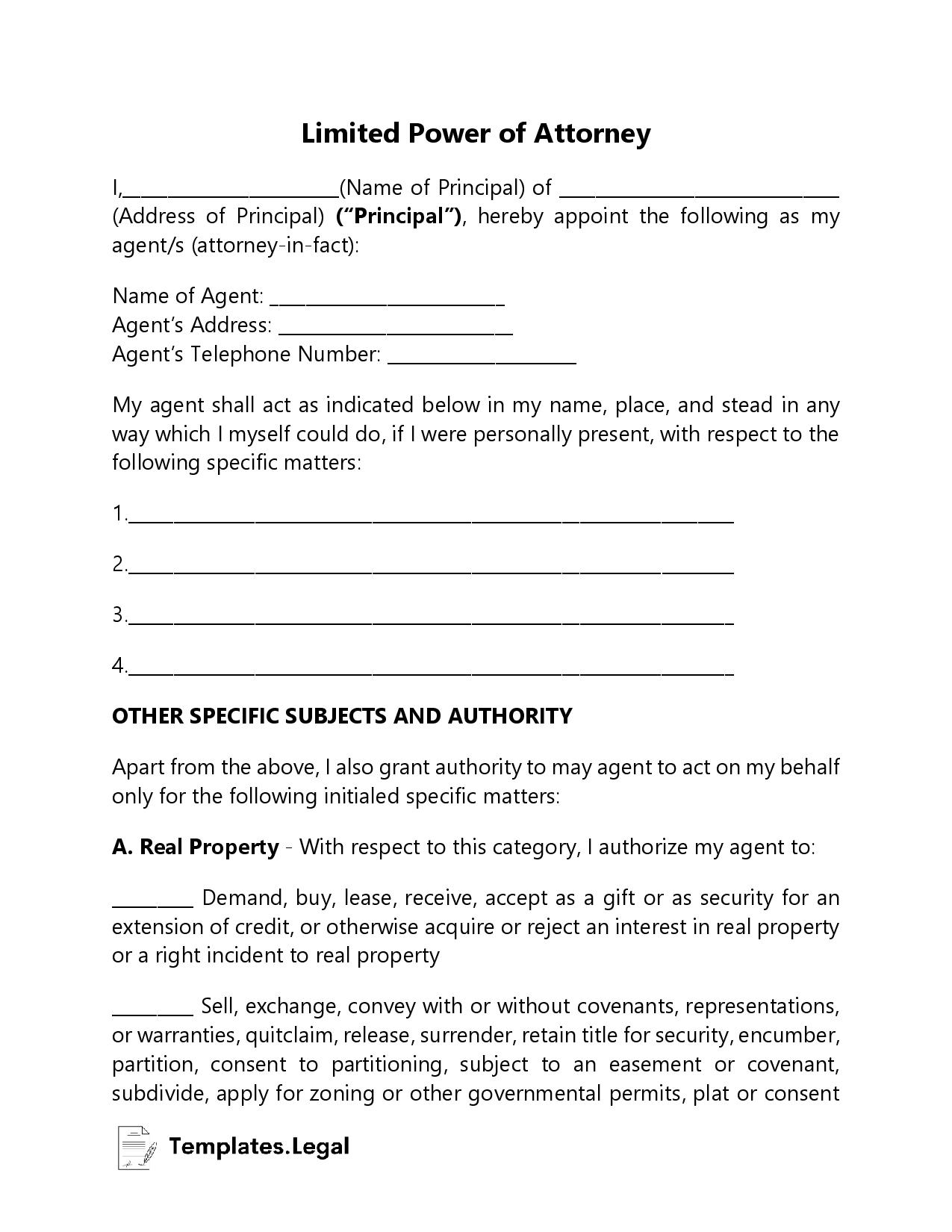 Pdf Printable Power Of Attorney Form