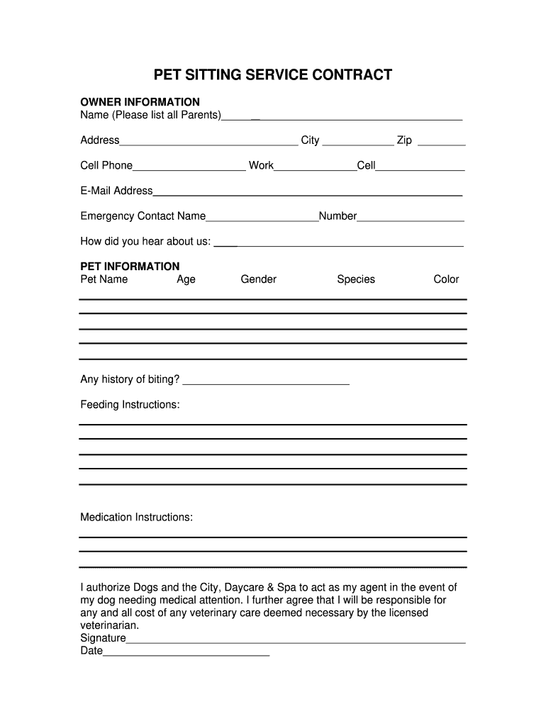 Pet Sitting Contract Editable Template AirSlate SignNow