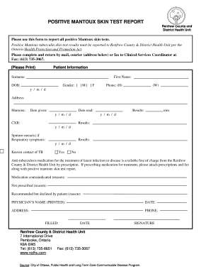 Ppd Skin Test Form Printable