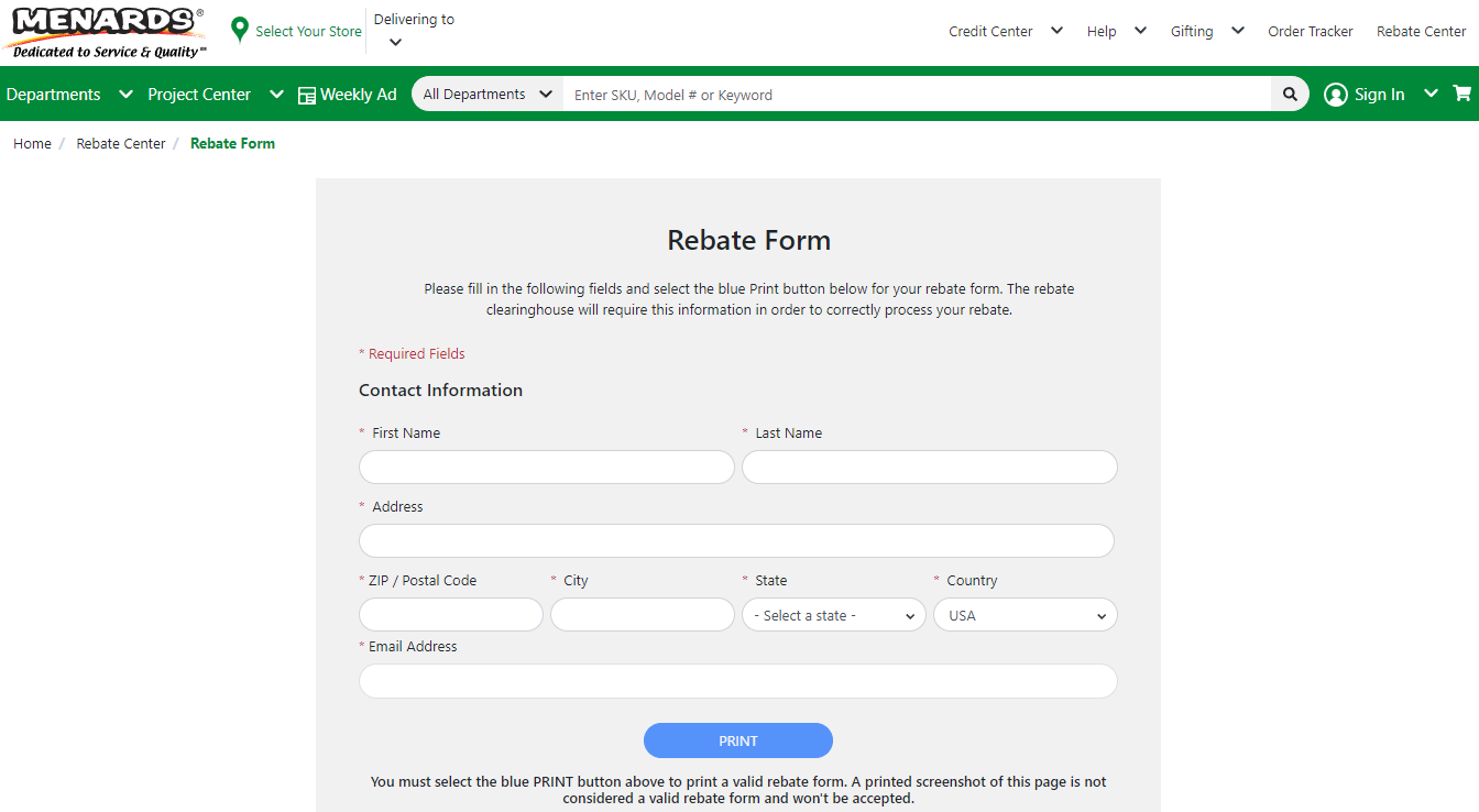 Print Menards Rebate Form Menards Rebate Form 2024
