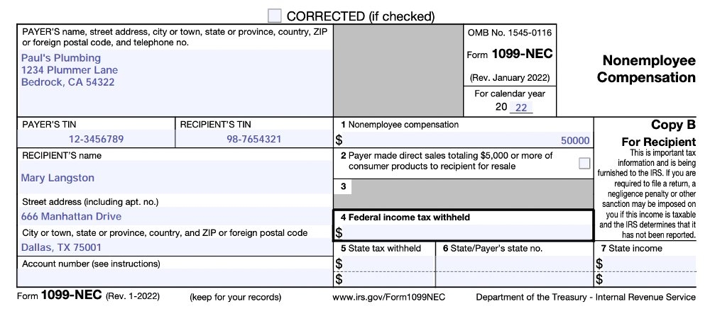 Printable 1099 Nec Form 2024