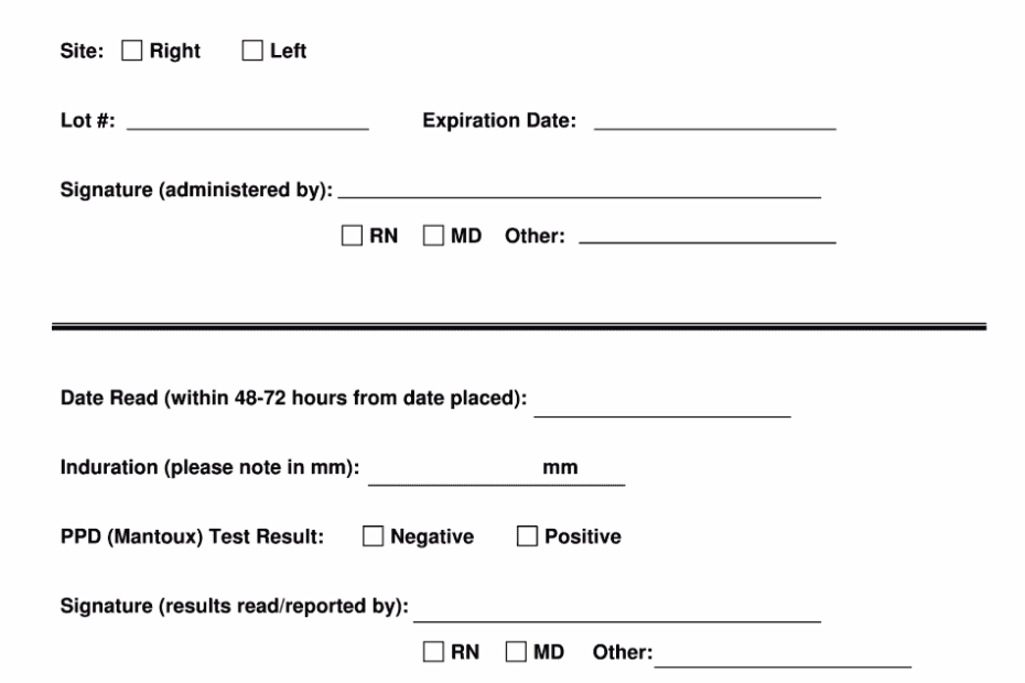 Printable 2 Step Tb Test Form