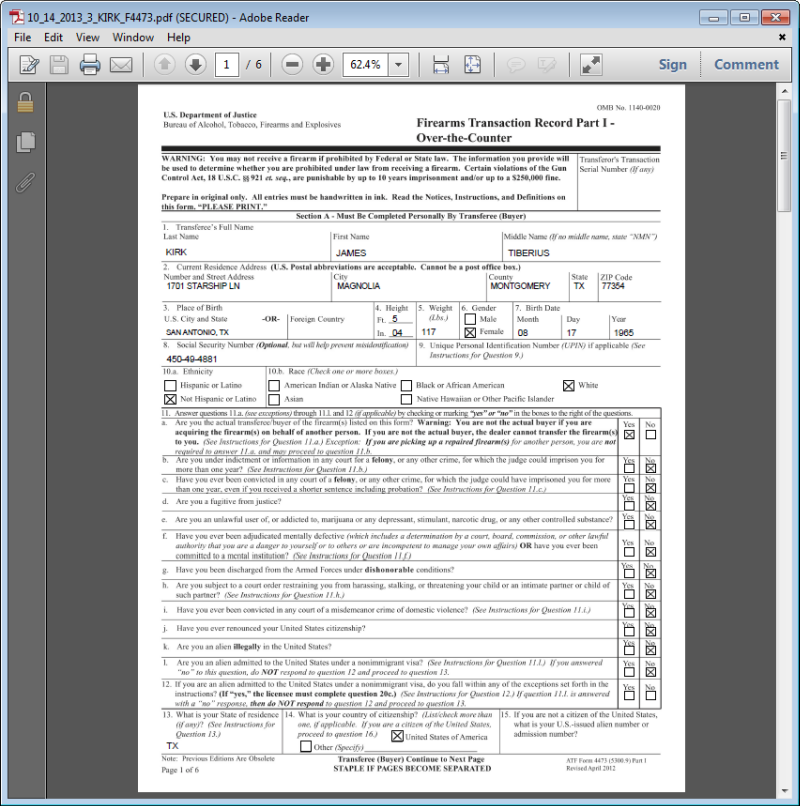 Printable 4473 Form