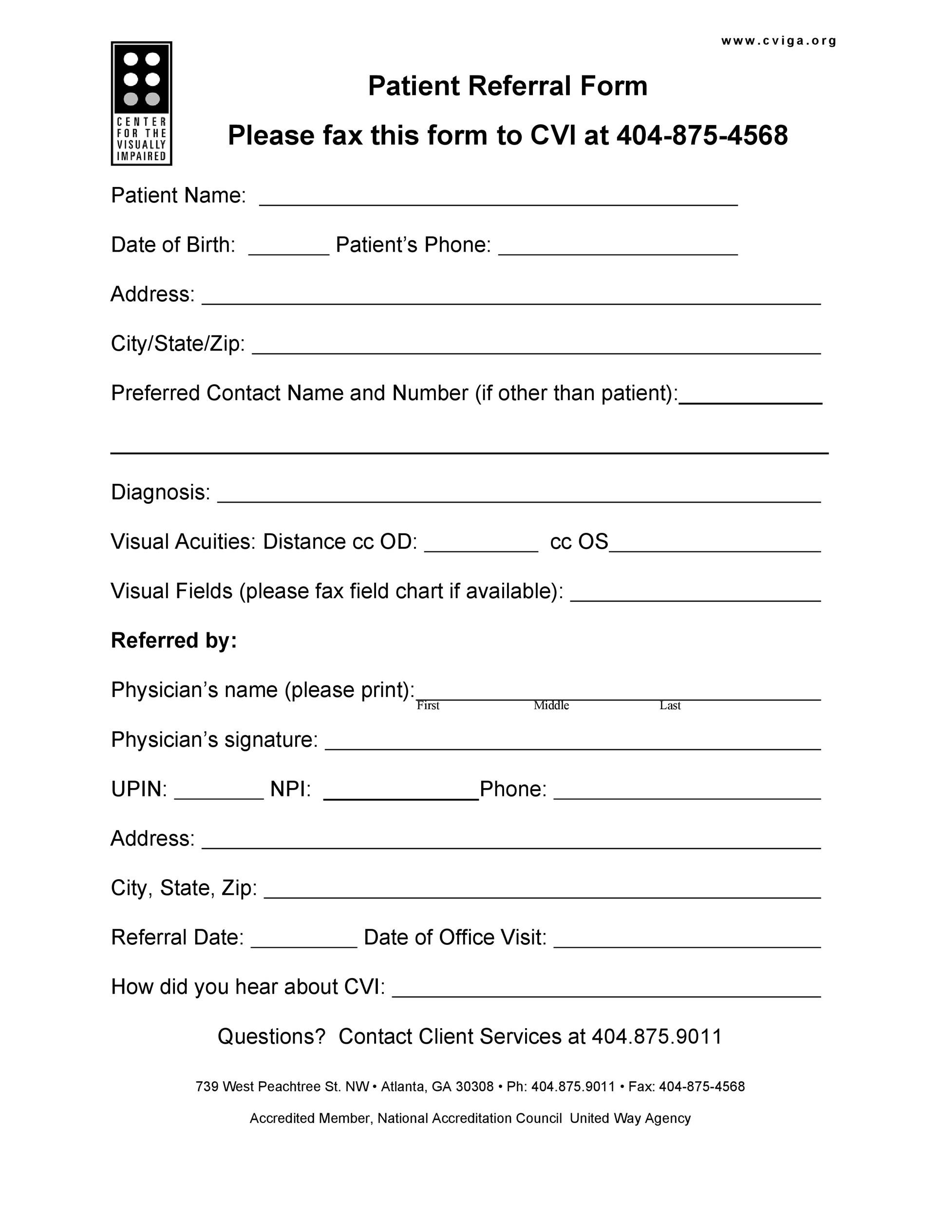 Printable Blank Referral Form