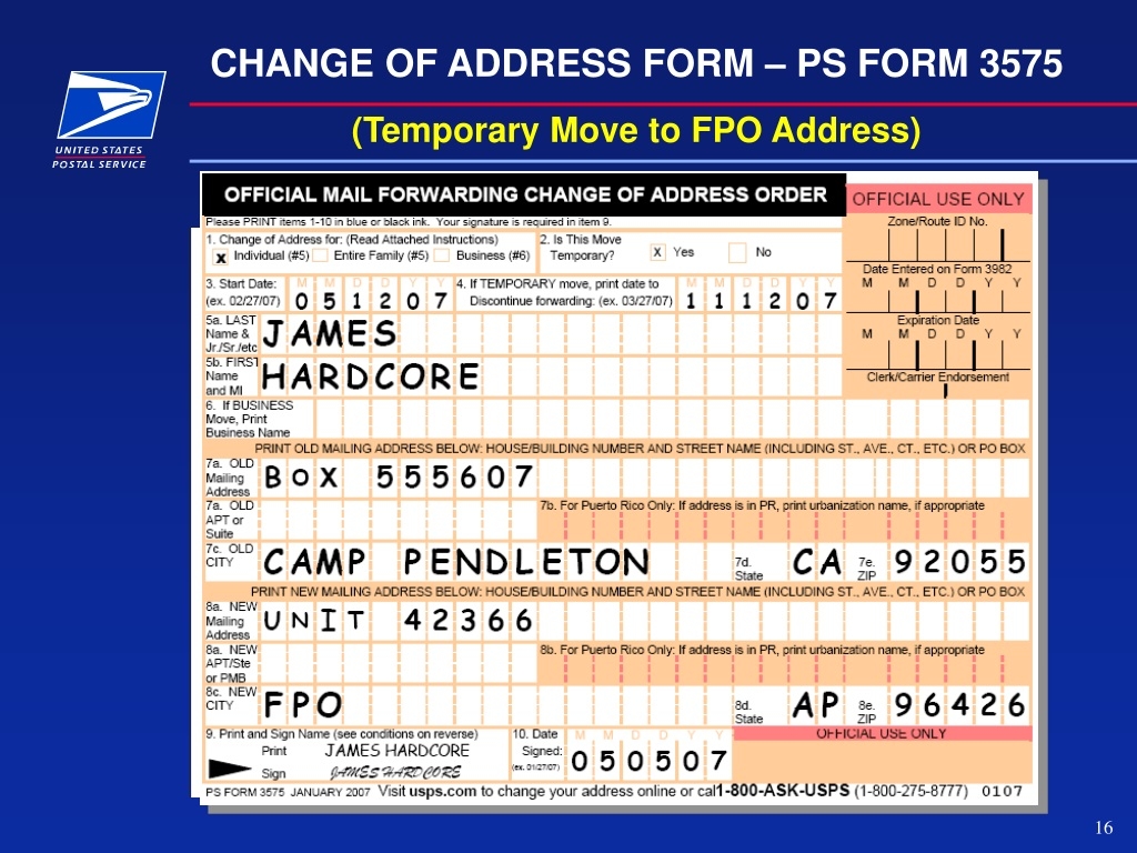 Printable Change Of Address Form Usps