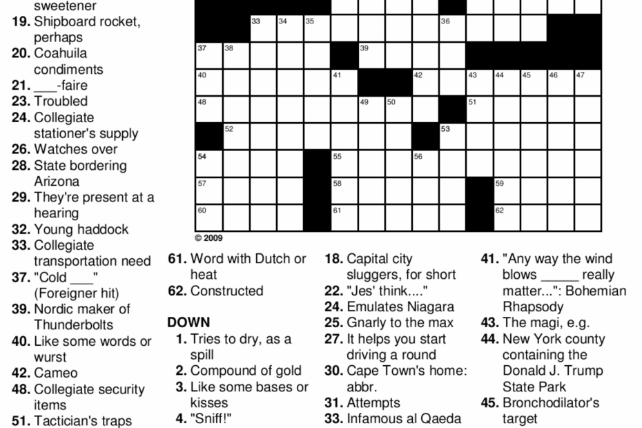 Printable Crossword Puzzles Easy To Medium Printable Crossword Puzzles