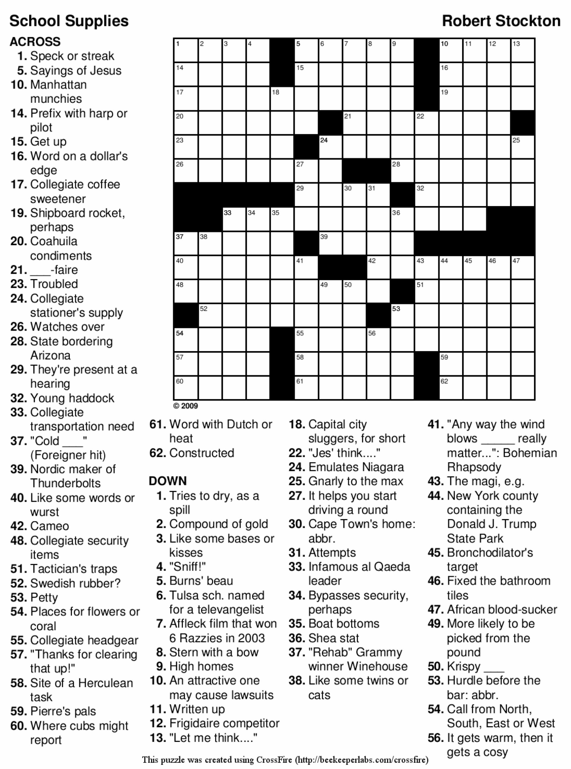 Printable Crossword Puzzles Easy To Medium Printable Crossword Puzzles 