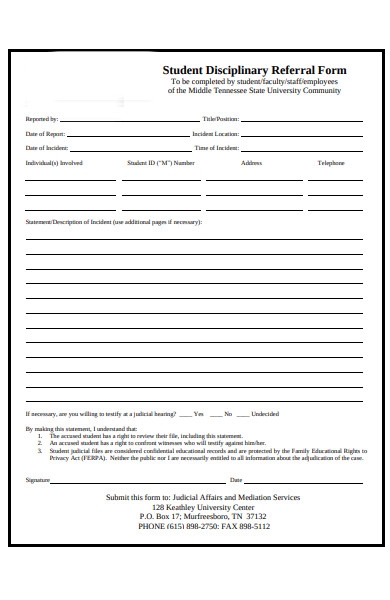 Printable Discipline Referral Forms Printable Forms Free Online