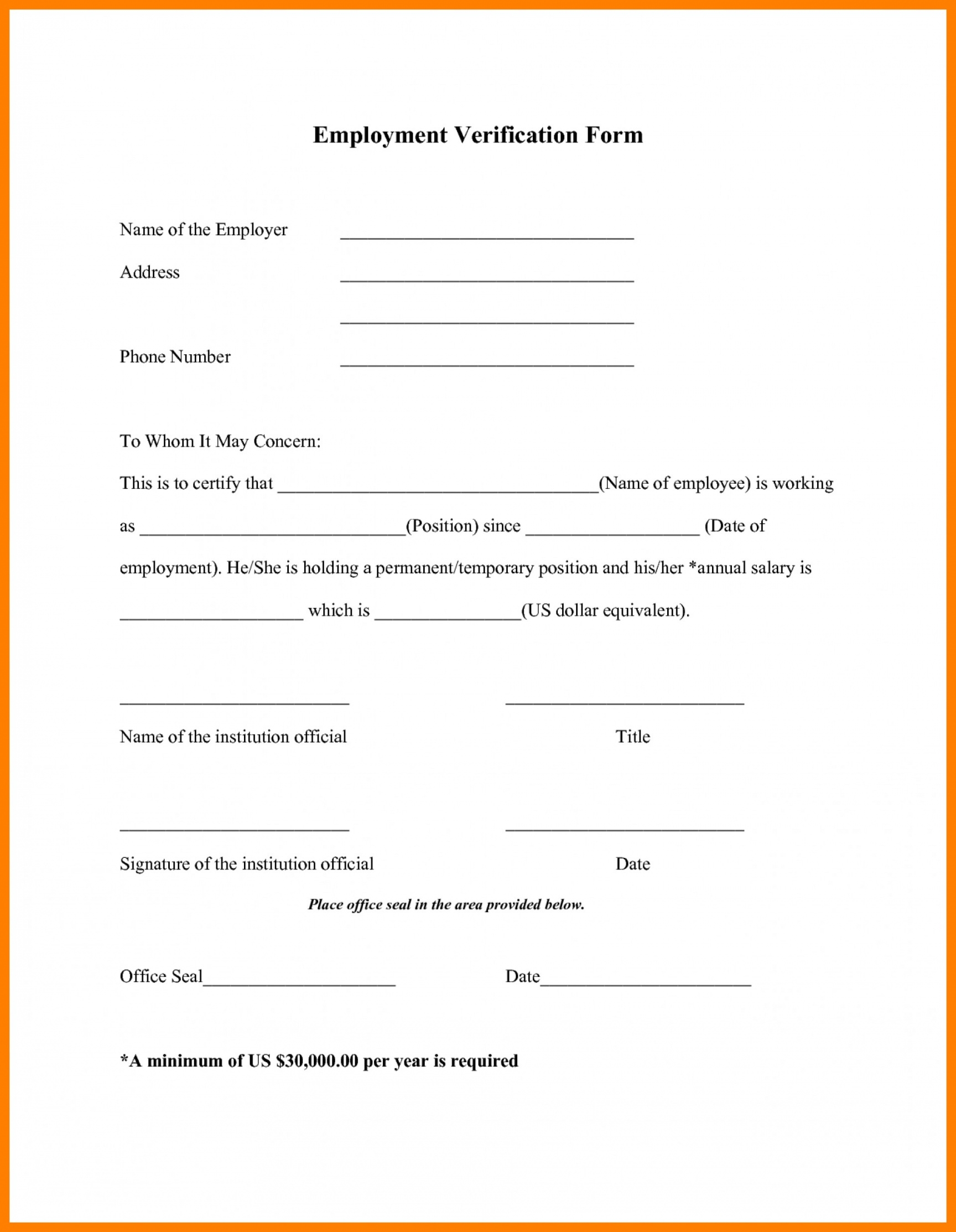 Printable Employment Verification Form Template Printable Forms Free 