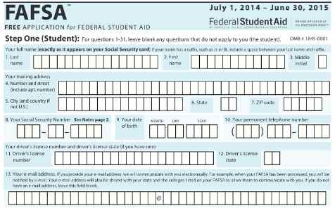 Printable FAFSA Application