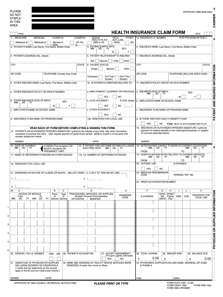Printable Fillable Hcfa 1500 Claim Form Printable For Vrogue co