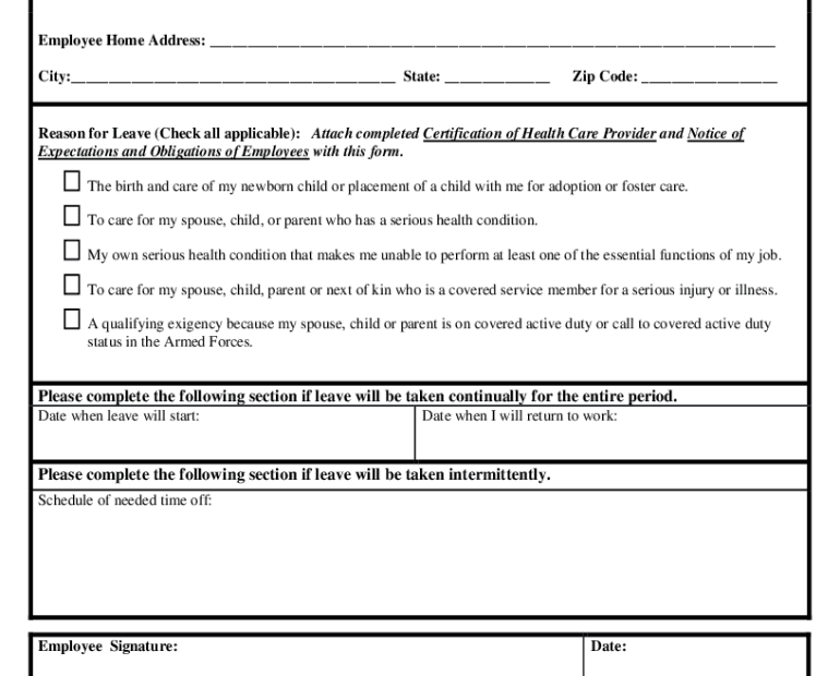 Printable Fmla Forms Complete With Ease AirSlate SignNow