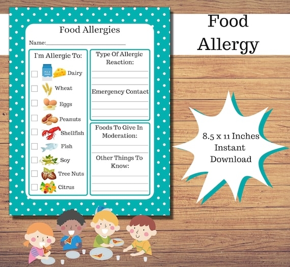Printable Food Allergy Form For Daycare Printable Forms Free Online