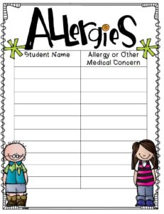 Printable Food Allergy Form Template