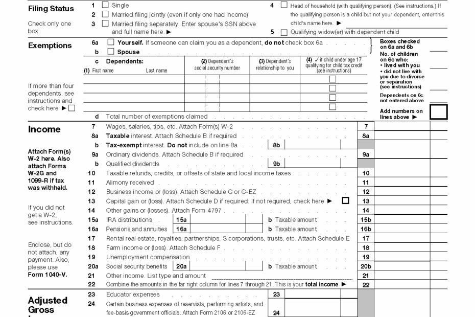 Printable Form 1040 Printable Forms Free Online