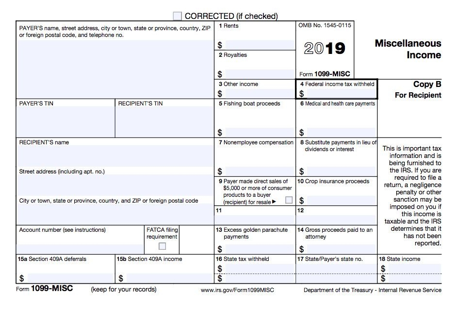 Printable Form 1099 Misc