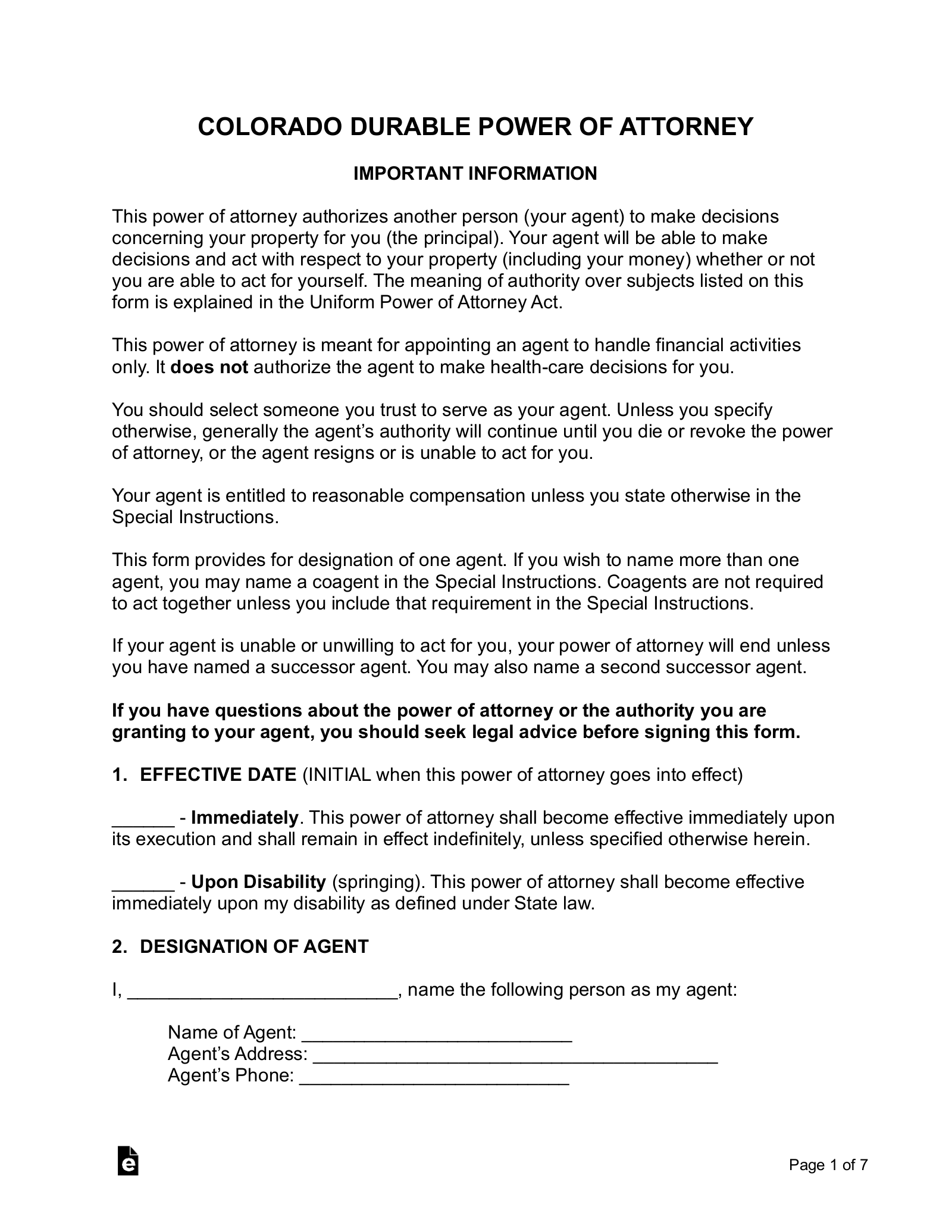 Printable Forms For Financial Power Of Attorney Printable Forms Free 