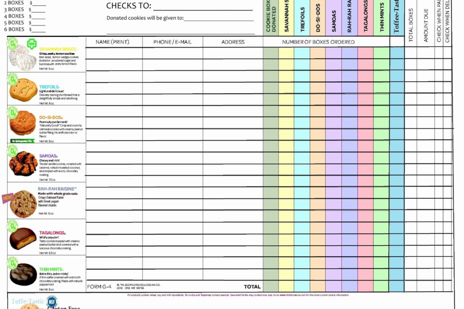 Printable Girl Scout Cookie Form Printable Forms Free Online