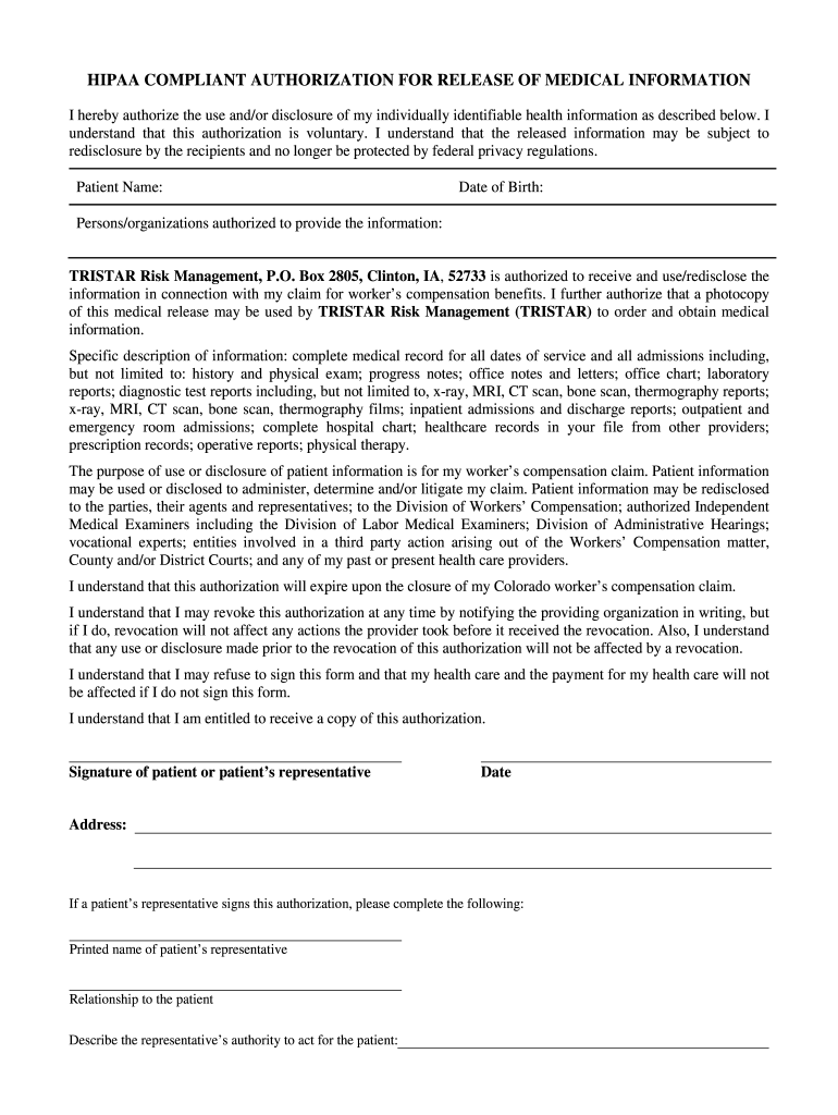 Printable Hipaa Forms For Patients