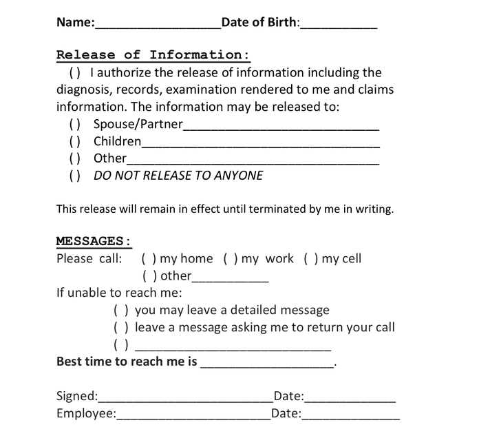 Printable Hipaa Release Form