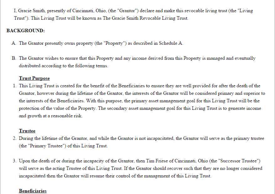 Printable Living Trust Forms