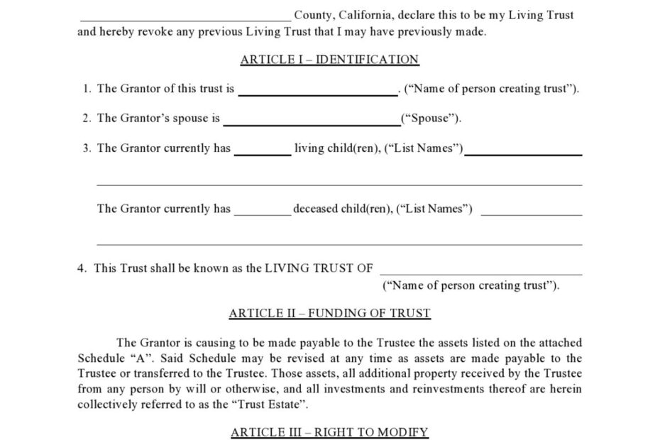 Printable Living Trust Forms