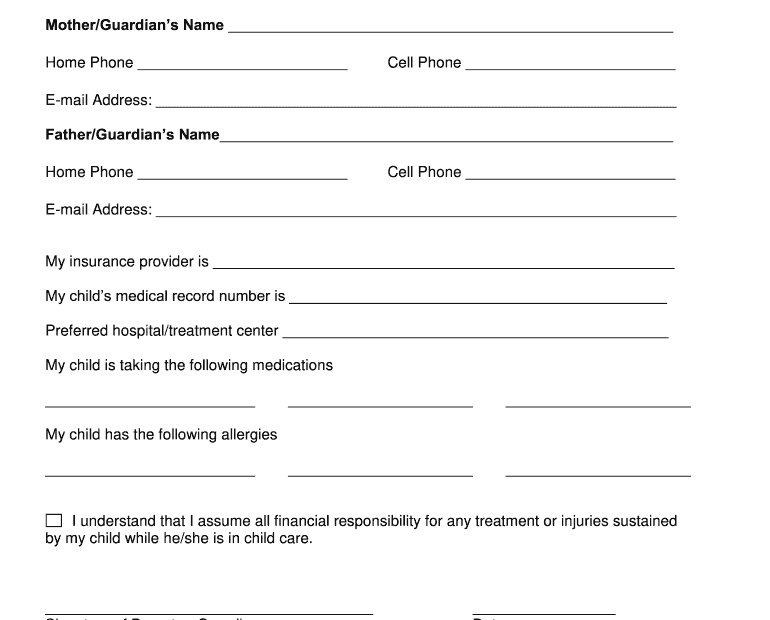Printable Medical Consent Form For Minor While Parents Are Away Fill
