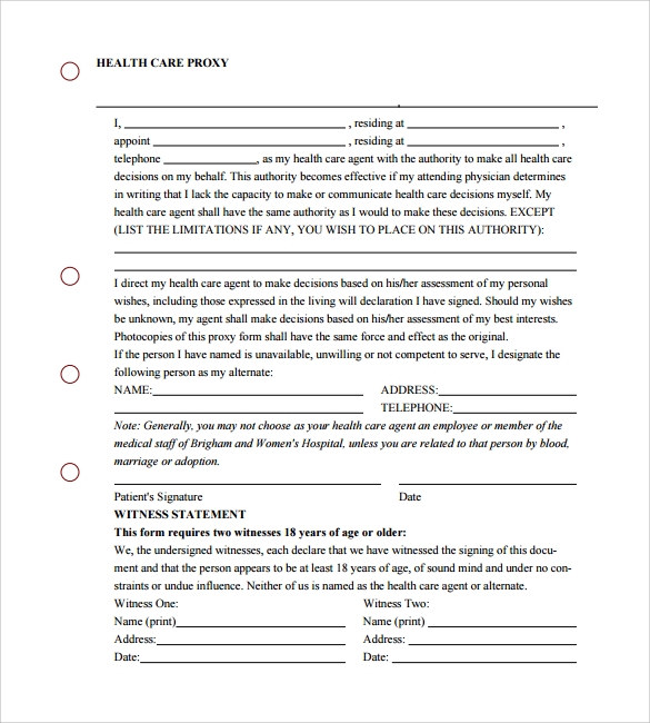 Printable Medical Proxy Form Printable Forms Free Online