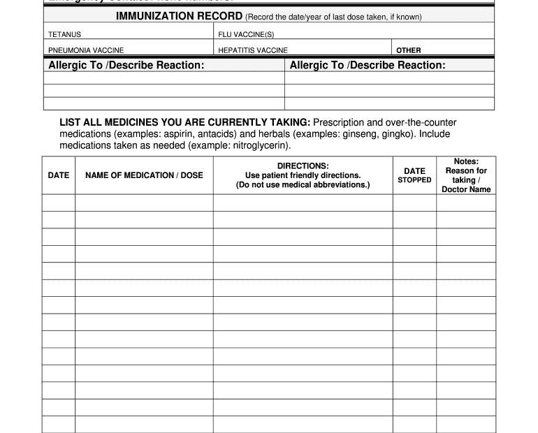 Printable Medication Forms Printable Forms Free Online