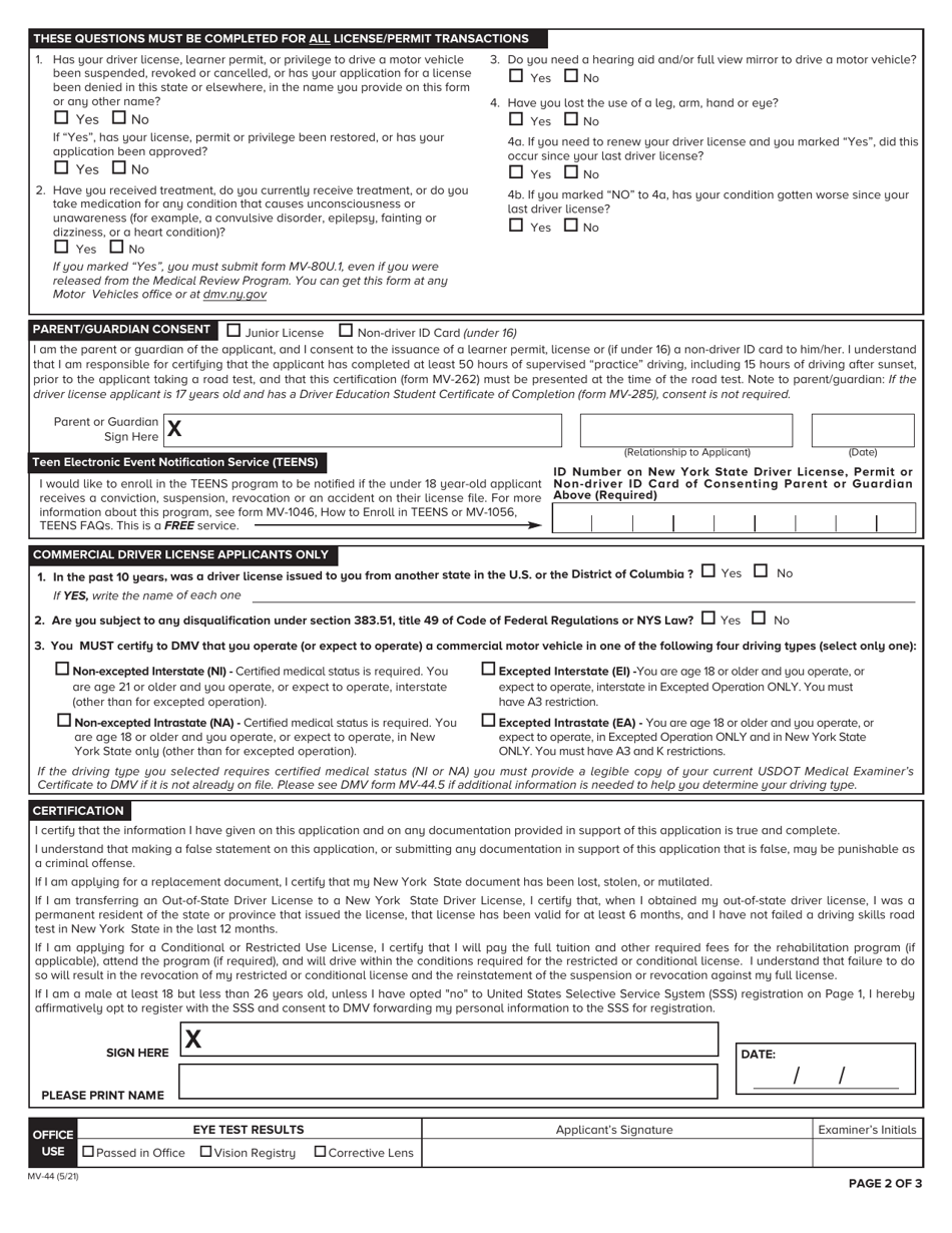 Printable Mv 44 Form
