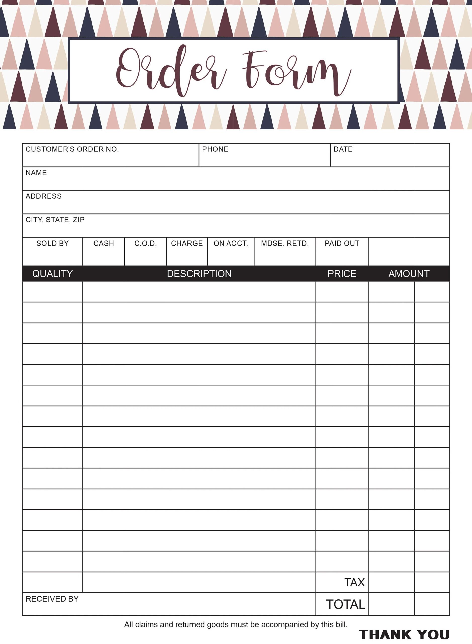 Printable Order Form Template Free Search Forms By Type Or Topic Or 