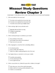 Printable Oregon Dmv Knowledge Test Practice Forms Free