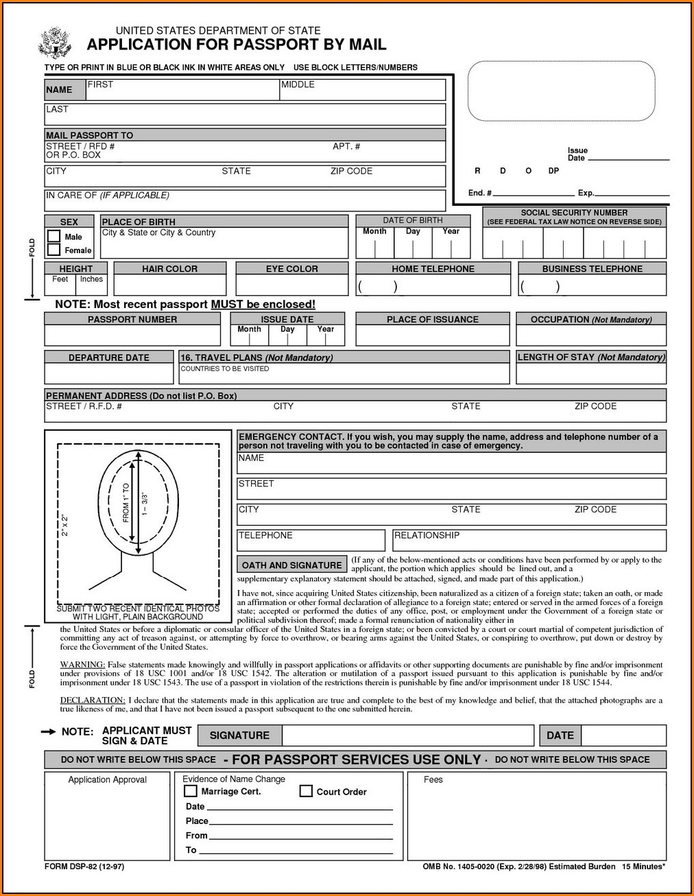 Printable Passport Renewal Form Ds 82 Form Resume Examples edV1ml0Vq6
