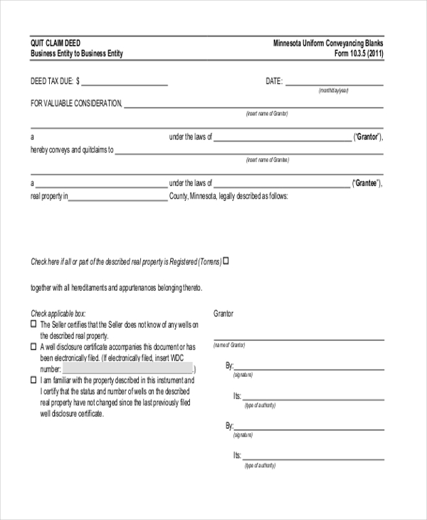 Printable Quick Deed Form