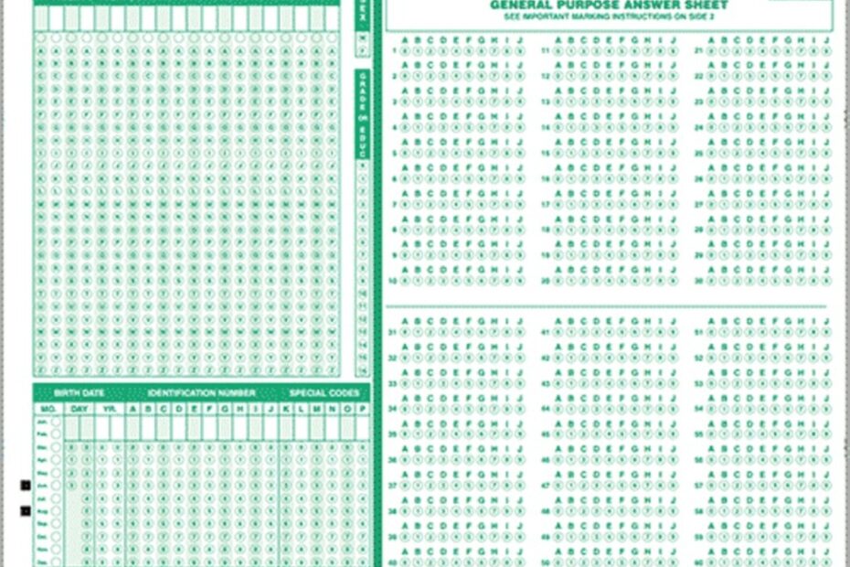 Printable Scantron Sheets