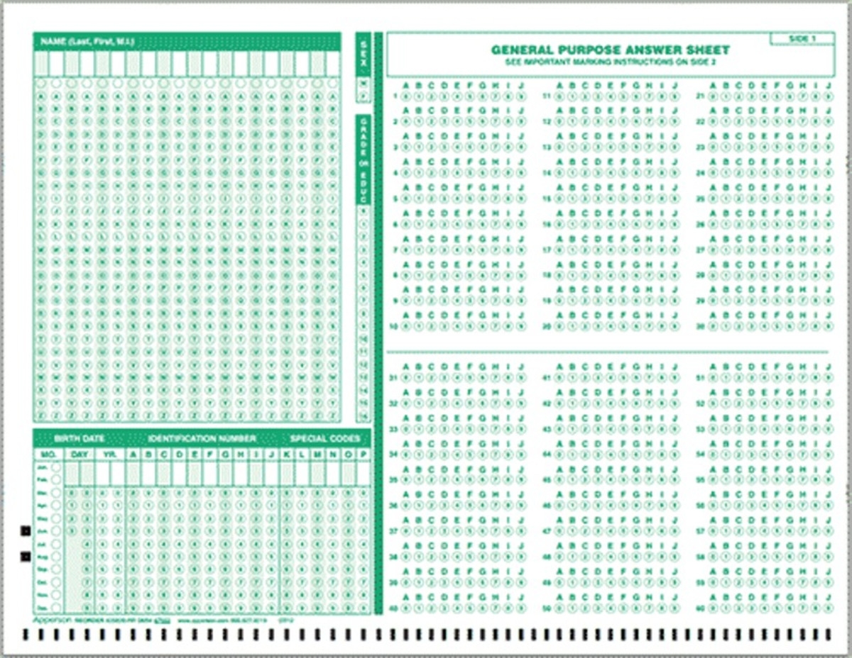 Printable Scantron Sheets