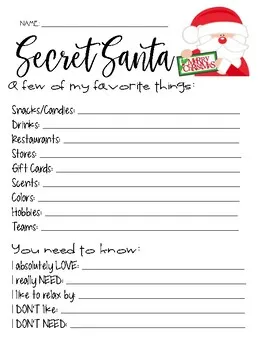 Printable Secret Santa Forms