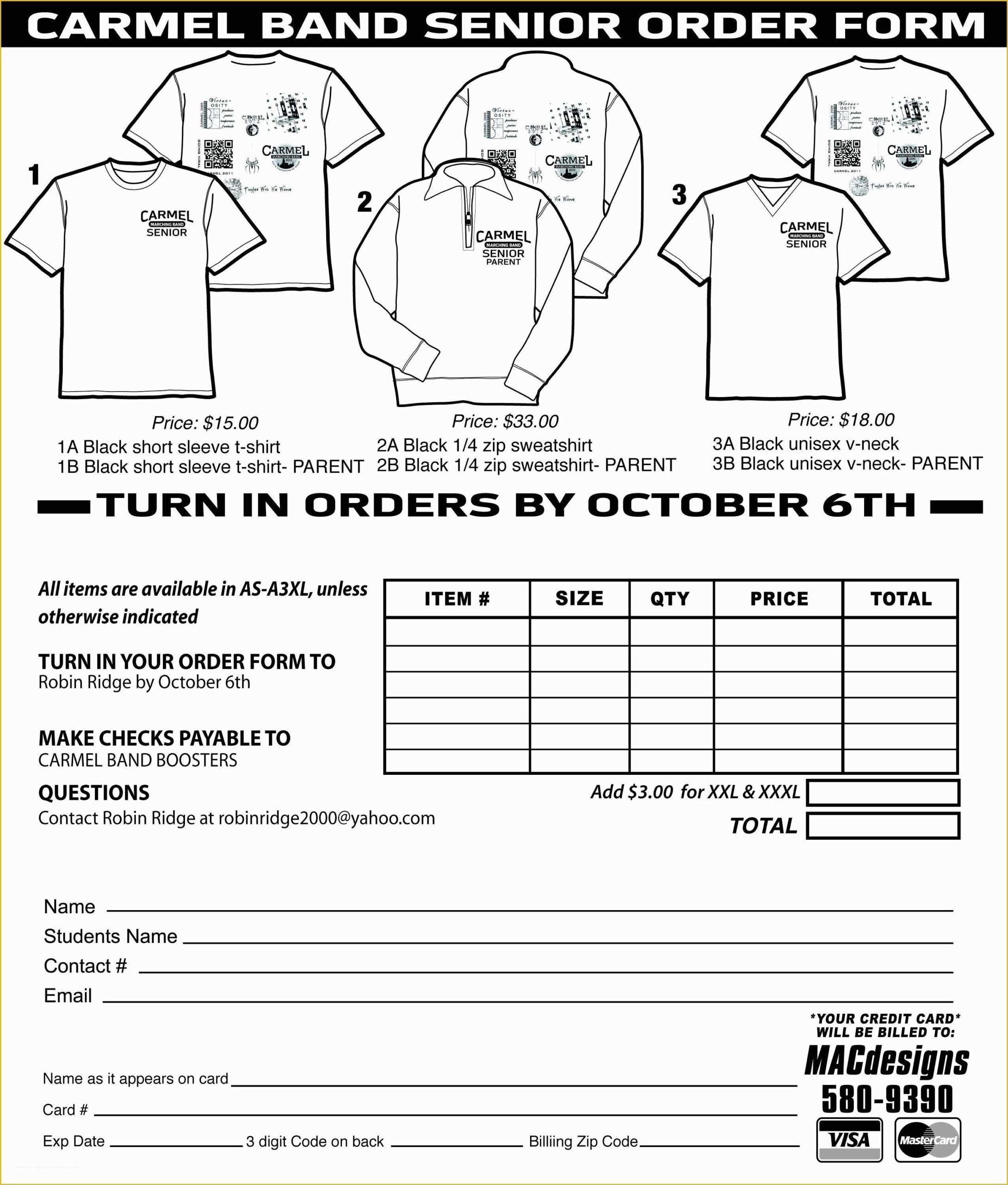 Printable Shirt Order Form