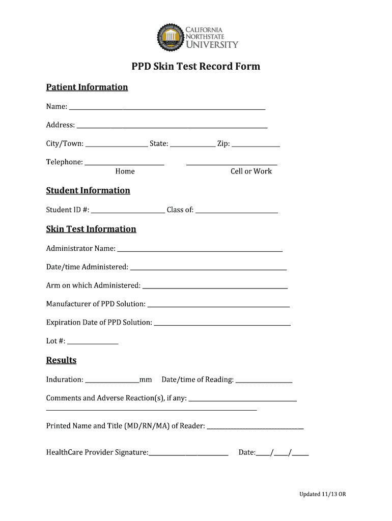 Printable Tb Skin Test Form Template Printable Forms Free Online