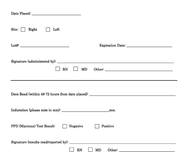 Printable Tb Test Form