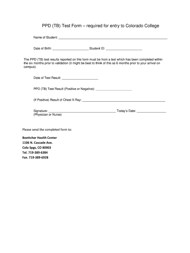 Printable Tb Test Form