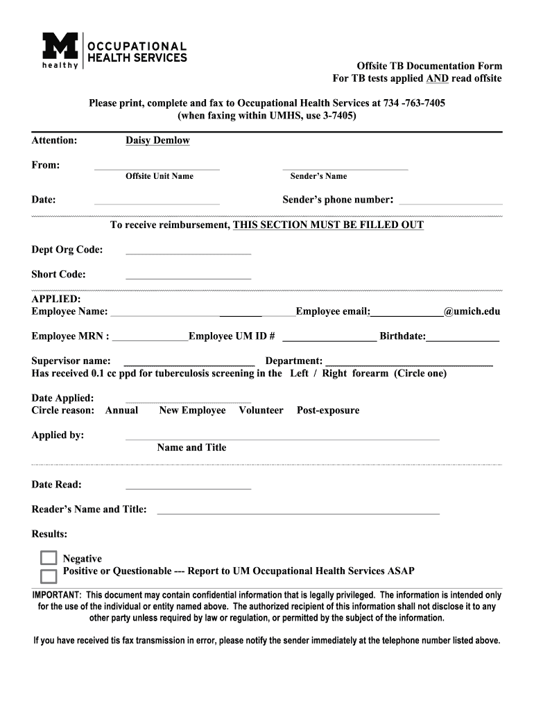 Printable Tb Test Form For Employment Fill Online Printable 