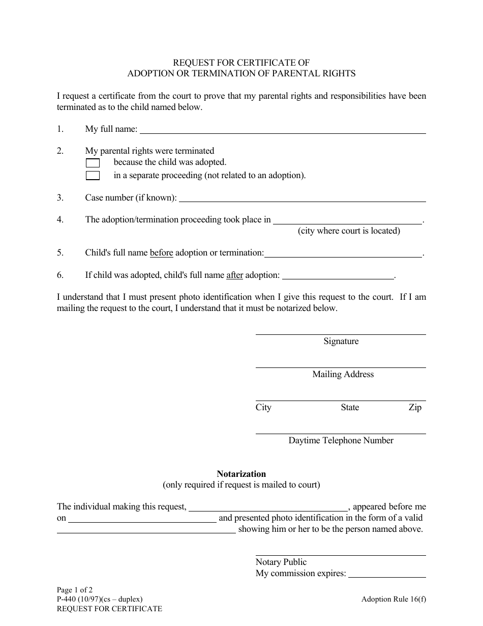 Printable Termination Of Parental Rights Form