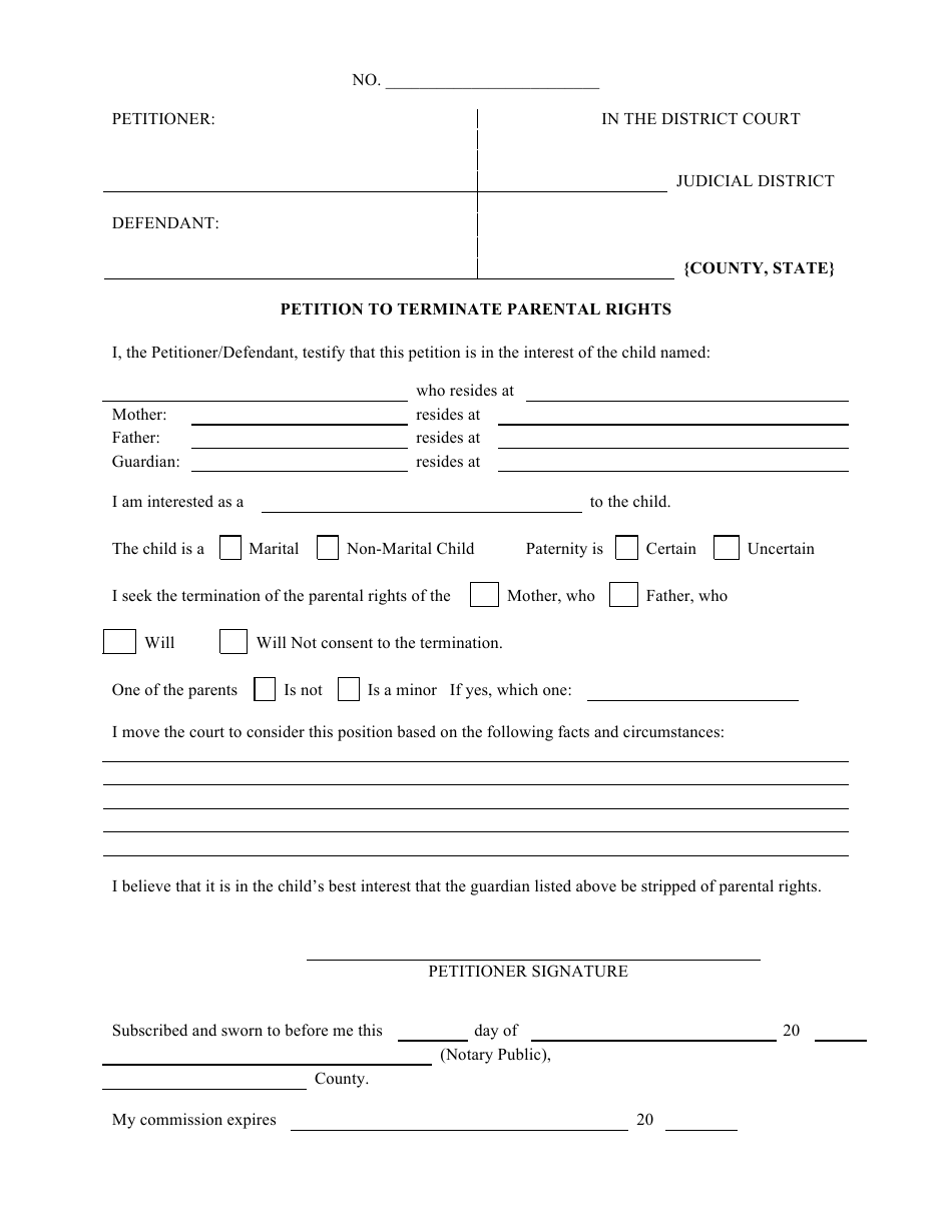 Printable Voluntary Termination Of Parental Rights Form